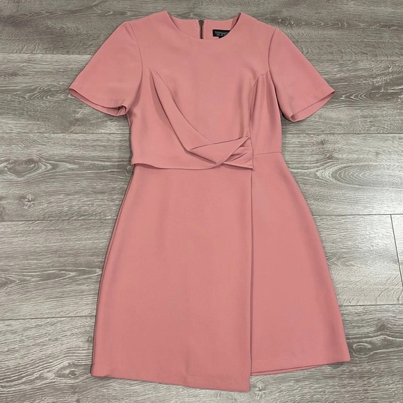 Topshop Drape Front Shift Dress Short Sleeve Pink 4 - Picture 7 of 15